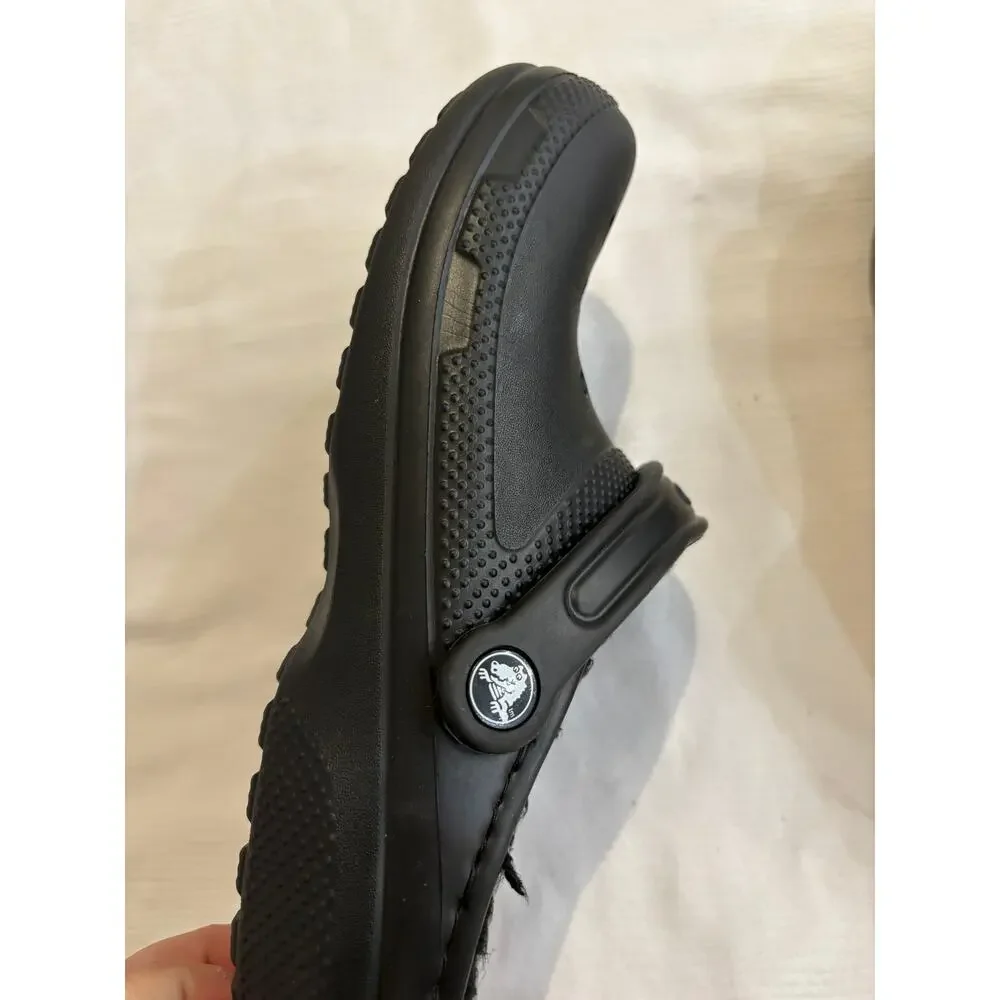 Crocs Classic Dual Comfort Black Fleece Lined Clogs Mens 6 Womens 8